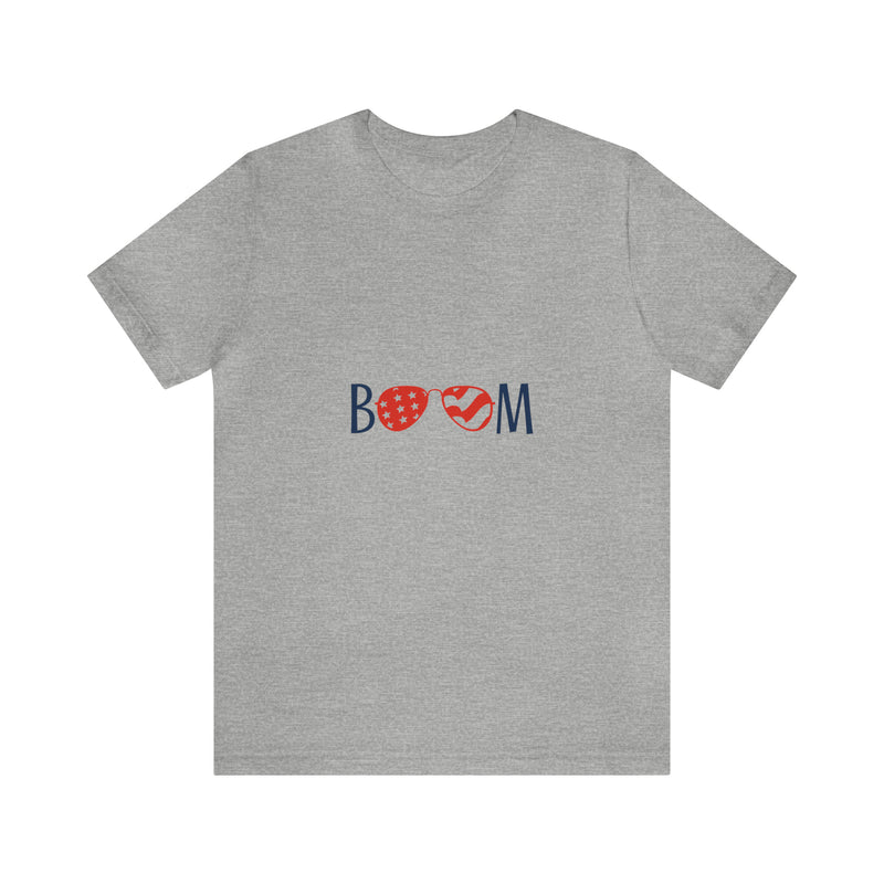 4th of July BOOM Sunglasses Unisex Jersey Short Sleeve Tee - Patriotic Clothing - Made in the USA