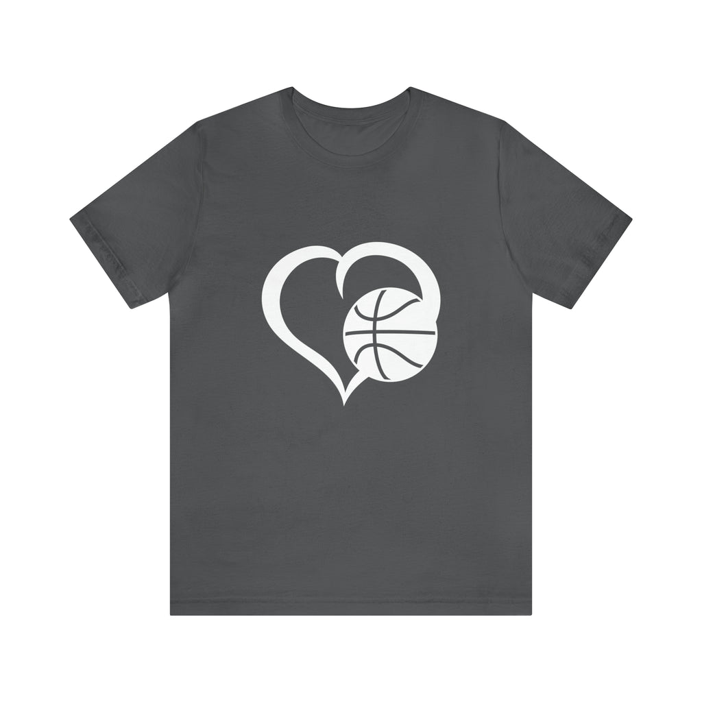 Basketball Heart Short-Sleeve Tee - Cute & Stylish T-Shirt for Basketball Lovers - Soft & Comfortable