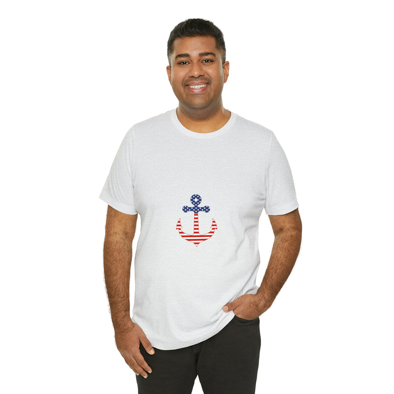 American Flag Anchor Short Sleeve Tee - Patriotic Clothing - Made in the USA