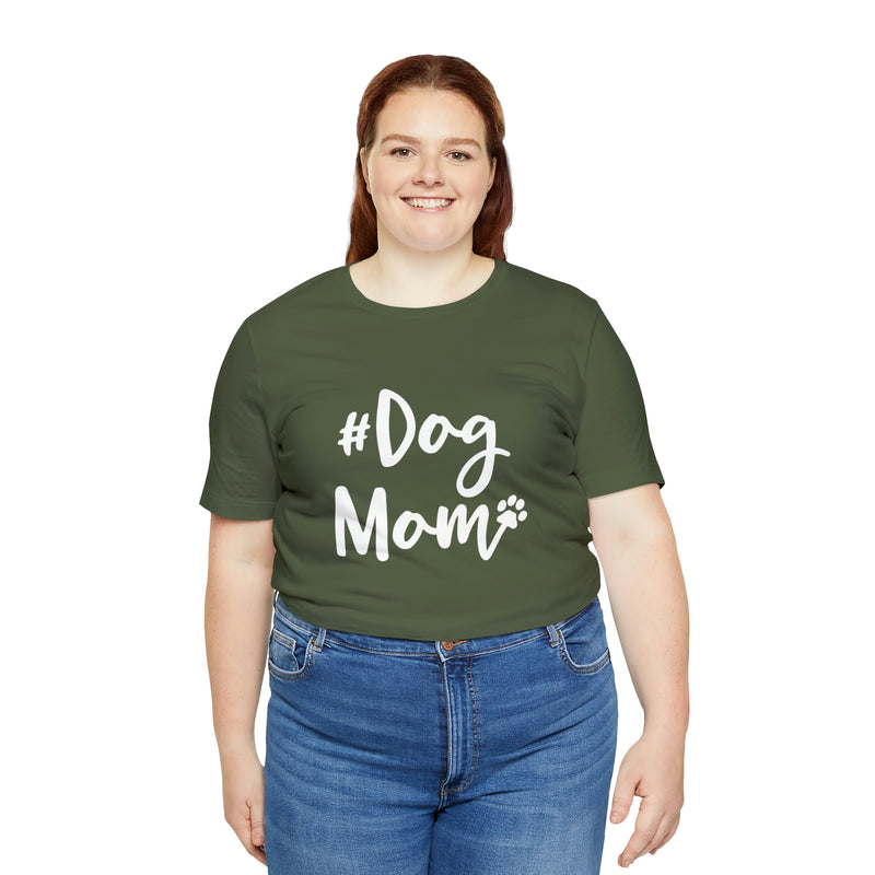 Hashtag DogMom Dog Mom Unisex Jersey Short-Sleeve Tee - Funny And Cute T-Shirt for Dog Lovers - Soft And Comfortable - Made in the USA