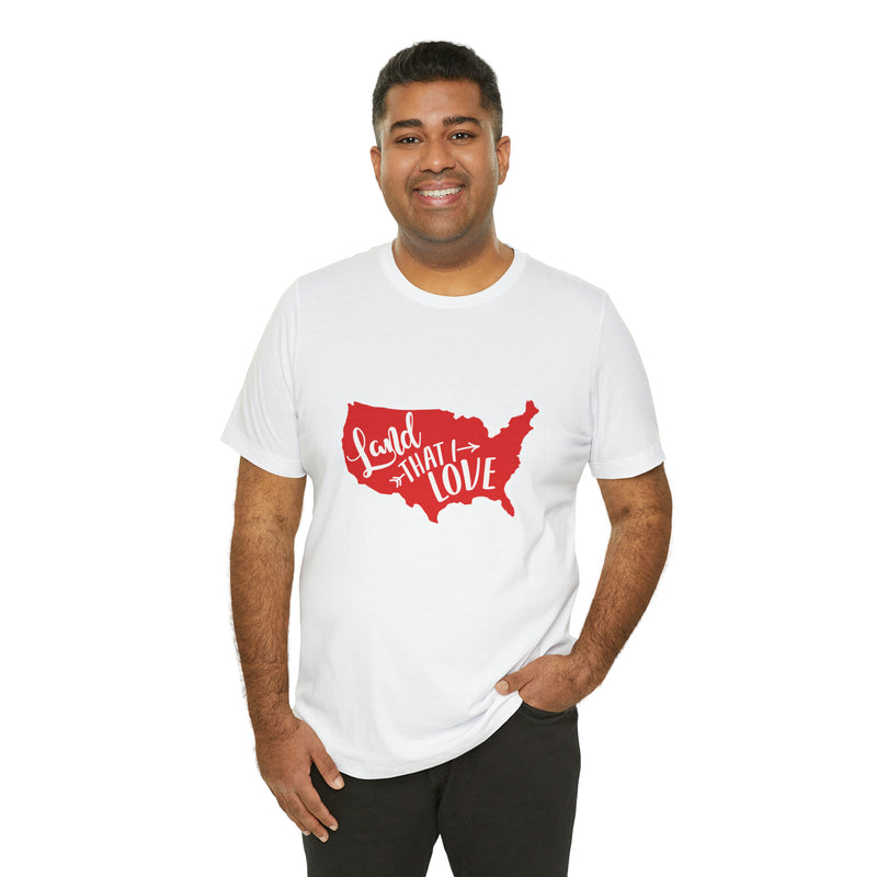 Land That I Love USA Map Jersey Short Sleeve Tee - Soft & Comfortable - Patriotic Clothing - Made in the USA