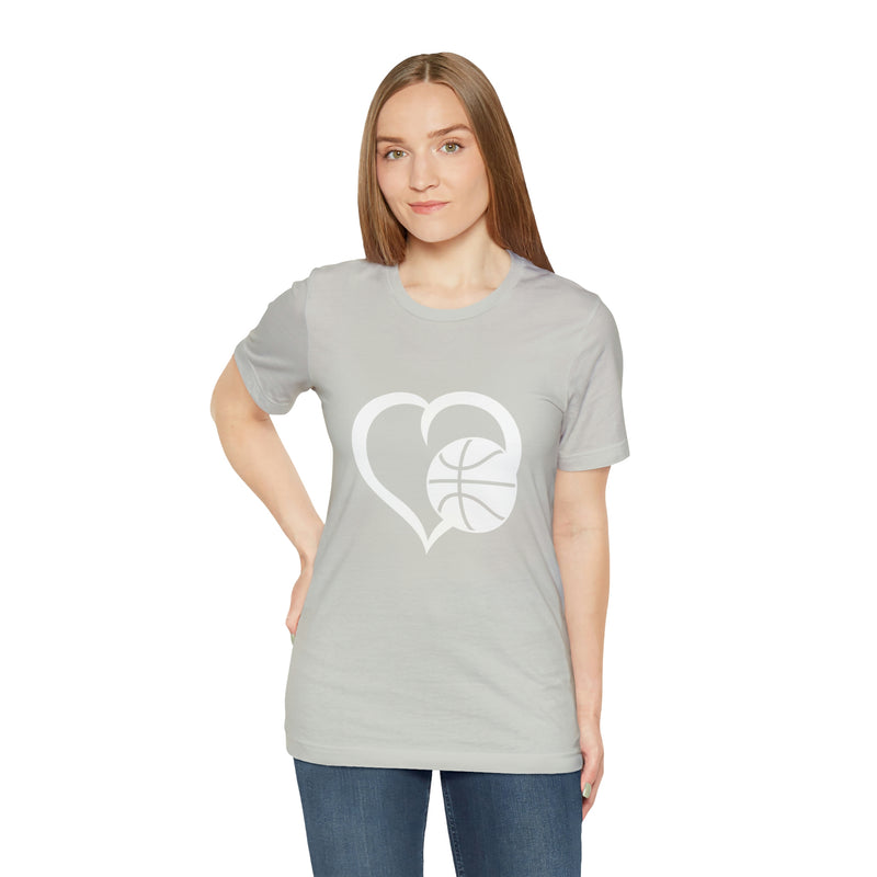 Basketball Heart Short-Sleeve Tee - Cute & Stylish T-Shirt for Basketball Lovers - Soft & Comfortable - Made in the USA