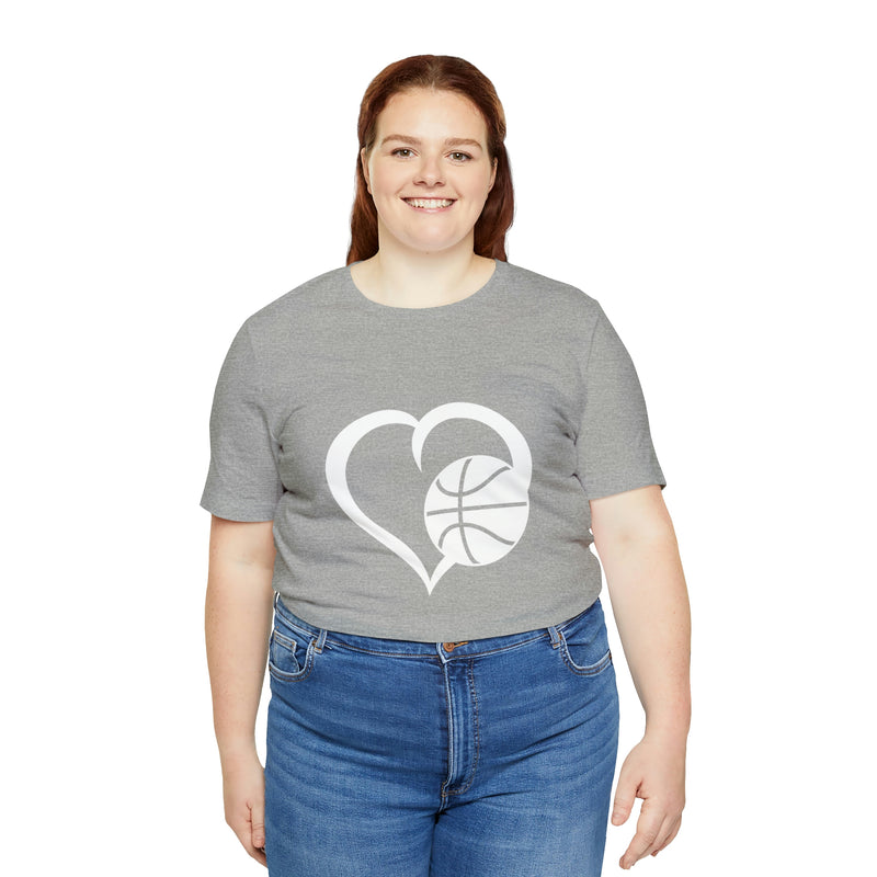 Basketball Heart Short-Sleeve Tee - Cute & Stylish T-Shirt for Basketball Lovers - Soft & Comfortable - Made in the USA