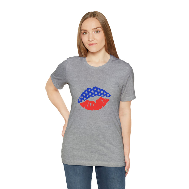 American Lips Short Sleeve Tee - Soft & Comfortable - Patriotic Clothing - Made in the USA