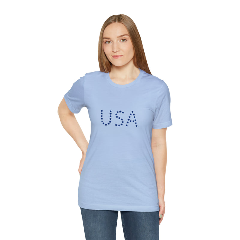 Blue USA Stars Short Sleeve Tee - Patriotic Clothing - Made in the USA