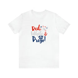 Red, White, and Prego Fireworks Jersey Short Sleeve Tee - Funny & Patriotic Clothing - Made in the USA