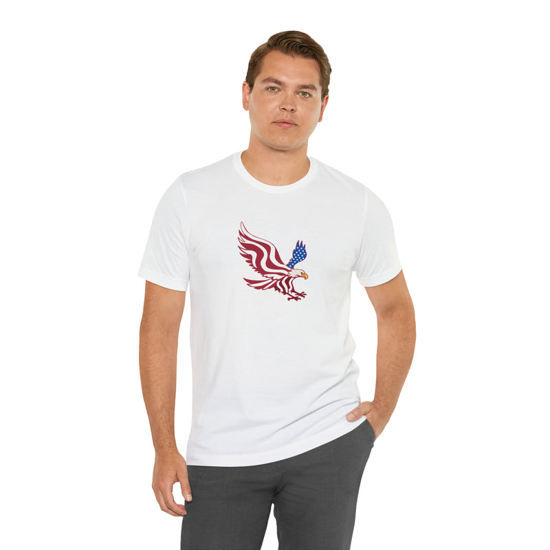 American Flag Bald Eagle Short Sleeve Tee - Soft & Comfortable - Patriotic Clothing - Made in the USA