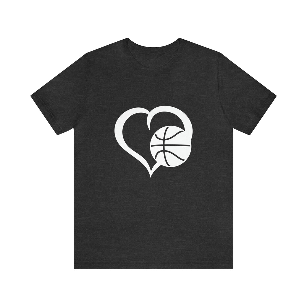 Basketball Heart Short-Sleeve Tee - Cute & Stylish T-Shirt for Basketball Lovers - Soft & Comfortable