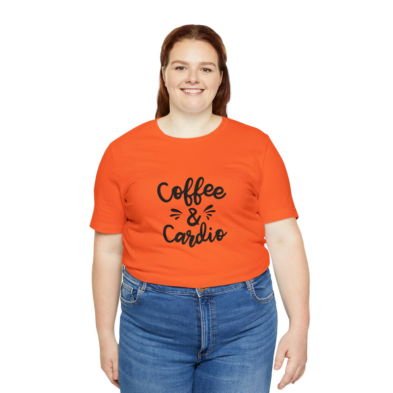 Coffee & Cardio Unisex Jersey Short-Sleeve Tee - Funny & Motivational T-Shirt for Coffee Lovers & Fitness Enthusiasts - Soft & Comfortable - Made in the USA