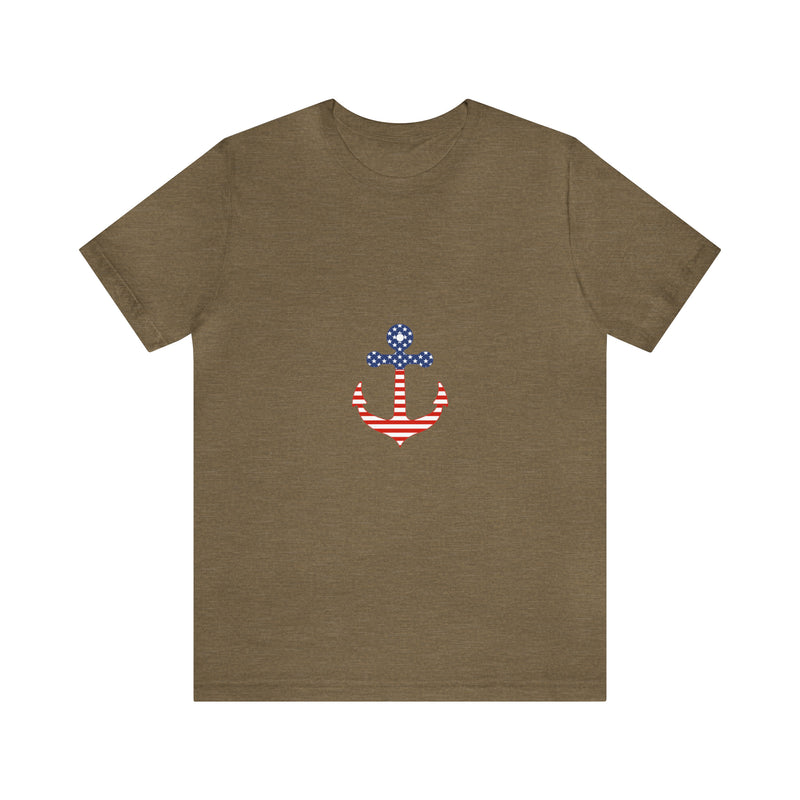 American Flag Anchor Short Sleeve Tee - Patriotic Clothing - Made in the USA