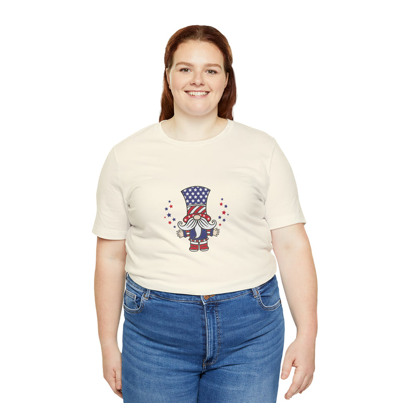 4th of July Patriotic Gnome Jersey Short Sleeve Tee - Soft & Comfortable - Made in the USA