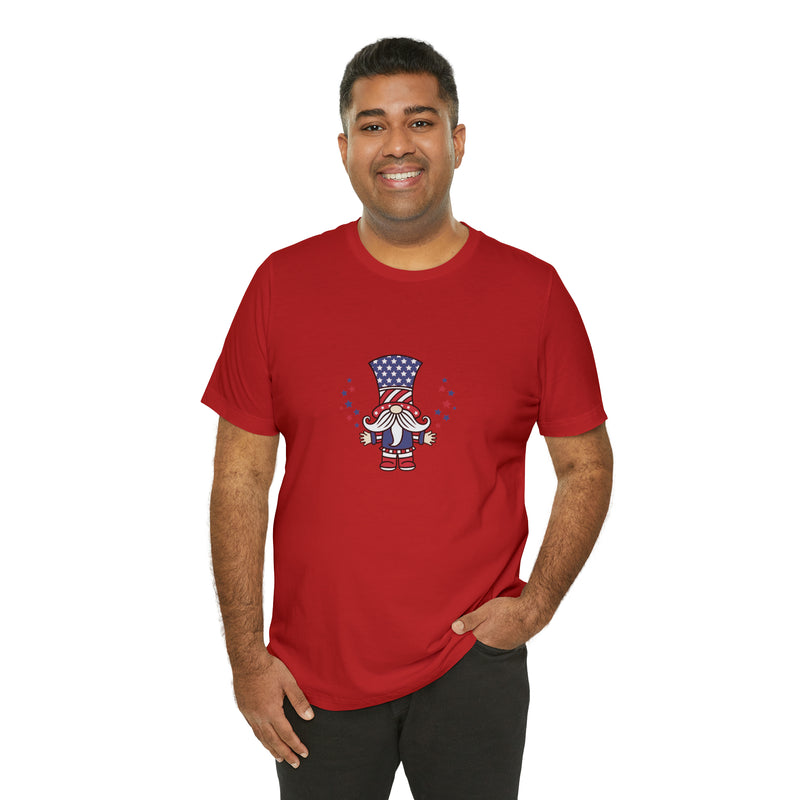 4th of July Patriotic Gnome Jersey Short Sleeve Tee - Soft & Comfortable - Made in the USA