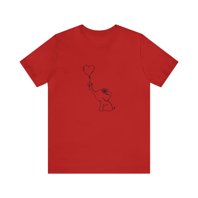 Elephant Heart Balloon Unisex Jersey Short-Sleeve Tee - Cute and Fun T-Shirt for Women & Men - Animal Tee - Soft & Comfortable - Made in the USA