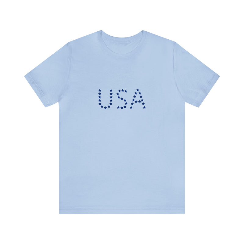 Blue USA Stars Short Sleeve Tee - Patriotic Clothing - Made in the USA