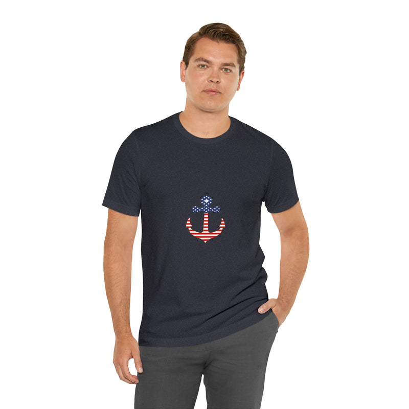 American Flag Anchor Short Sleeve Tee - Patriotic Clothing - Made in the USA