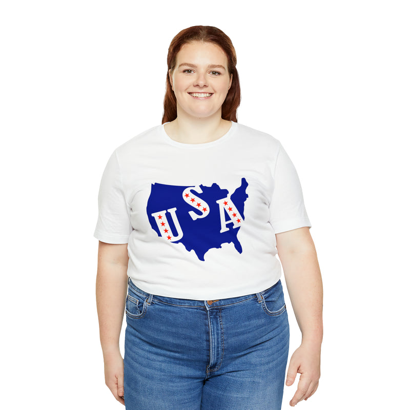 4th of July USA Jersey Short Sleeve Tee - Soft & Comfortable - Patriotic Clothing - Made in the USA