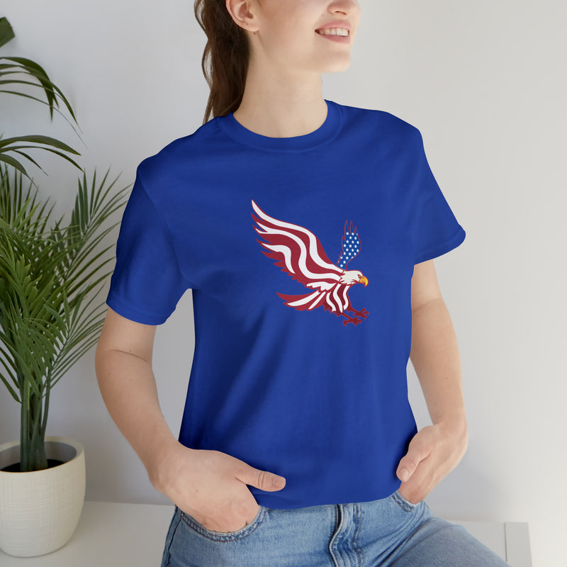 American Flag Bald Eagle Short Sleeve Tee - Soft & Comfortable - Patriotic Clothing - Made in the USA