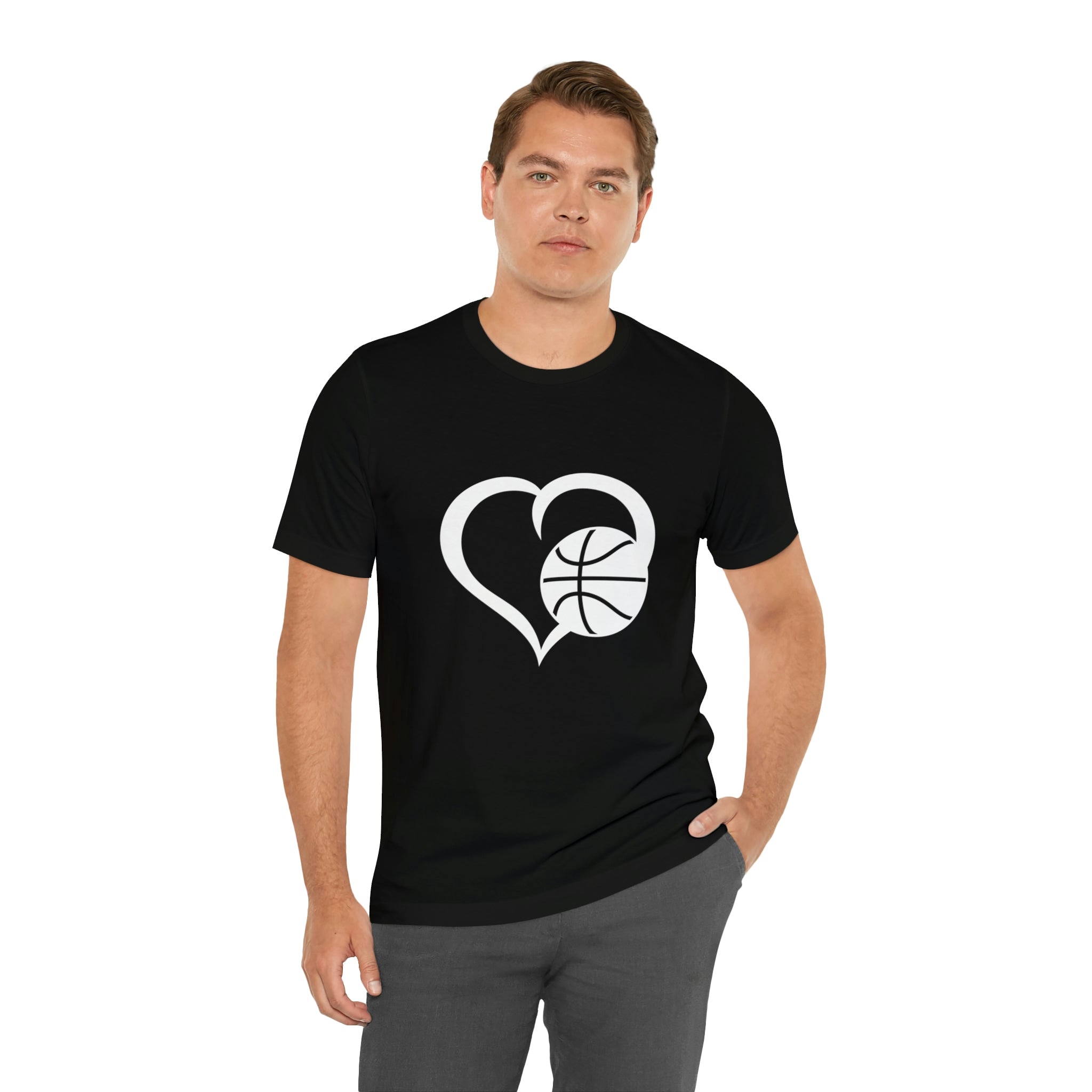 Basketball Heart Short-Sleeve Tee - Cute & Stylish T-Shirt for Basketball Lovers - Soft & Comfortable