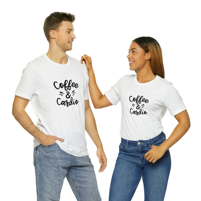 Coffee & Cardio Unisex Jersey Short-Sleeve Tee - Funny & Motivational T-Shirt for Coffee Lovers & Fitness Enthusiasts - Soft & Comfortable - Made in the USA