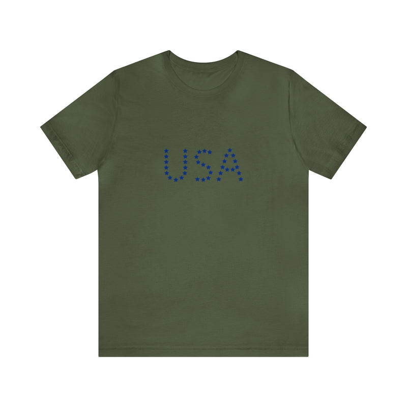 Blue USA Stars Short Sleeve Tee - Patriotic Clothing - Made in the USA