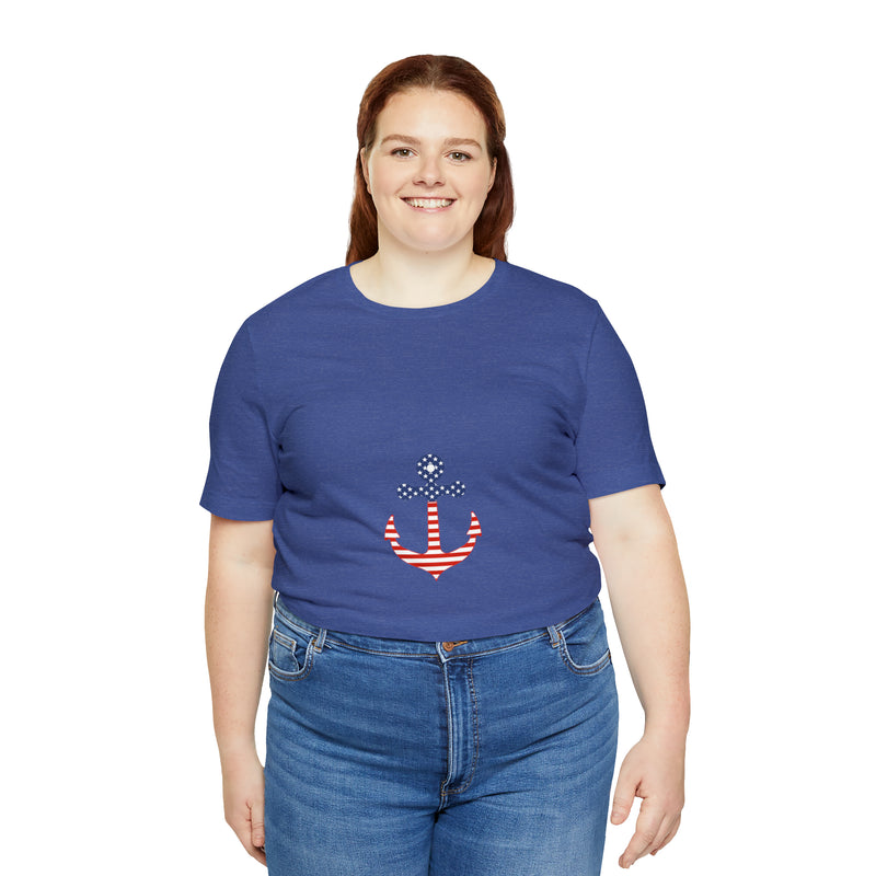 American Flag Anchor Short Sleeve Tee - Patriotic Clothing - Made in the USA