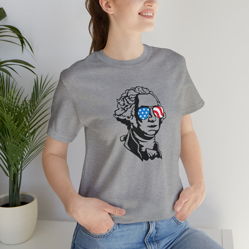 George Washington with Sunglasses Jersey Short Sleeve Tee - Soft & Comfortable - Funny & Patriotic Clothing - Made in the USA