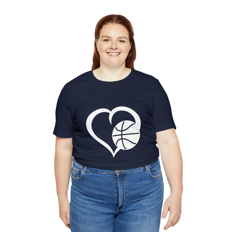 Basketball Heart Short-Sleeve Tee - Cute & Stylish T-Shirt for Basketball Lovers - Soft & Comfortable - Made in the USA