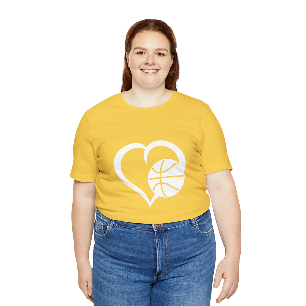Basketball Heart Short-Sleeve Tee - Cute & Stylish T-Shirt for Basketball Lovers - Soft & Comfortable