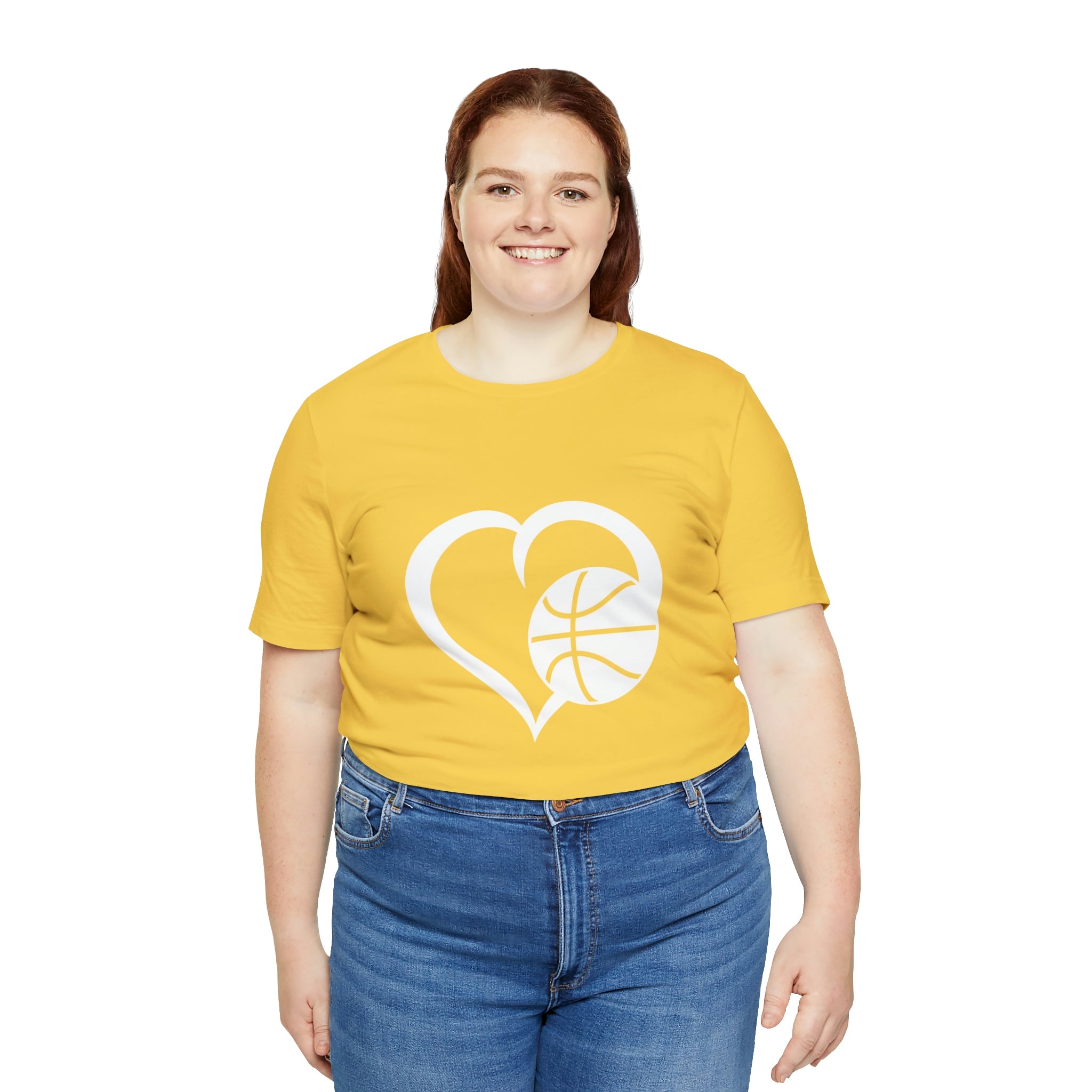 Basketball Heart Short-Sleeve Tee - Cute & Stylish T-Shirt for Basketball Lovers - Soft & Comfortable