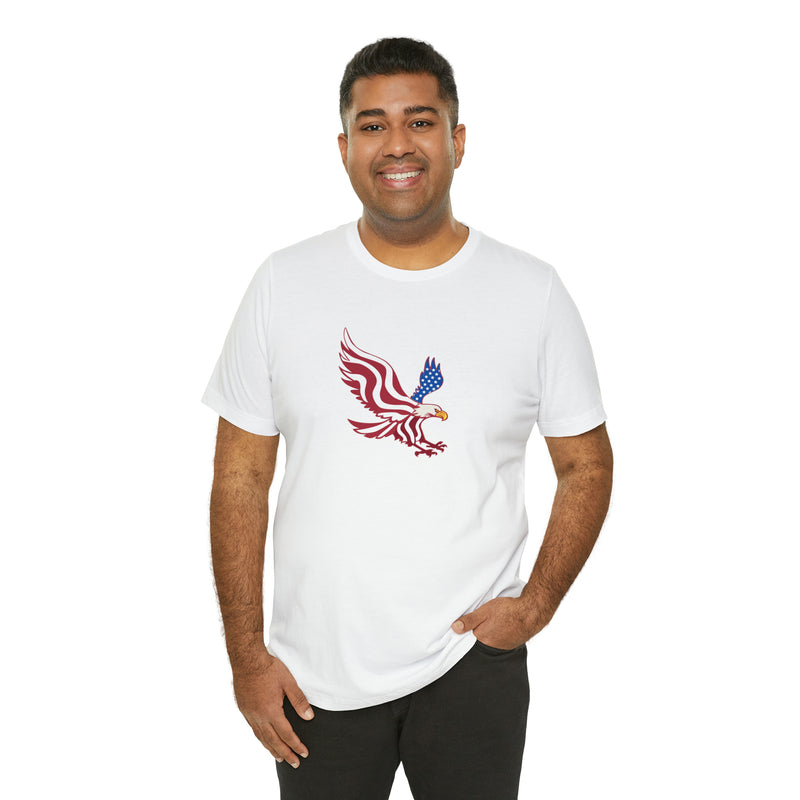 American Flag Bald Eagle Short Sleeve Tee - Soft & Comfortable - Patriotic Clothing - Made in the USA