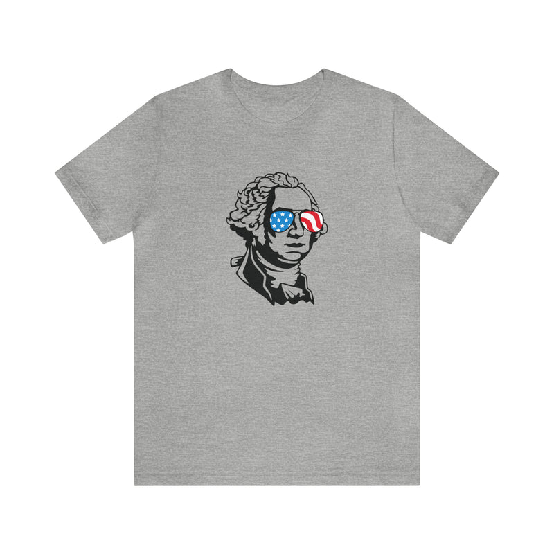 George Washington with Sunglasses Jersey Short Sleeve Tee - Soft & Comfortable - Funny & Patriotic Clothing - Made in the USA