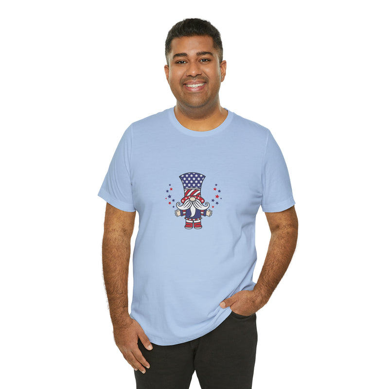 4th of July Patriotic Gnome Jersey Short Sleeve Tee - Soft & Comfortable - Made in the USA