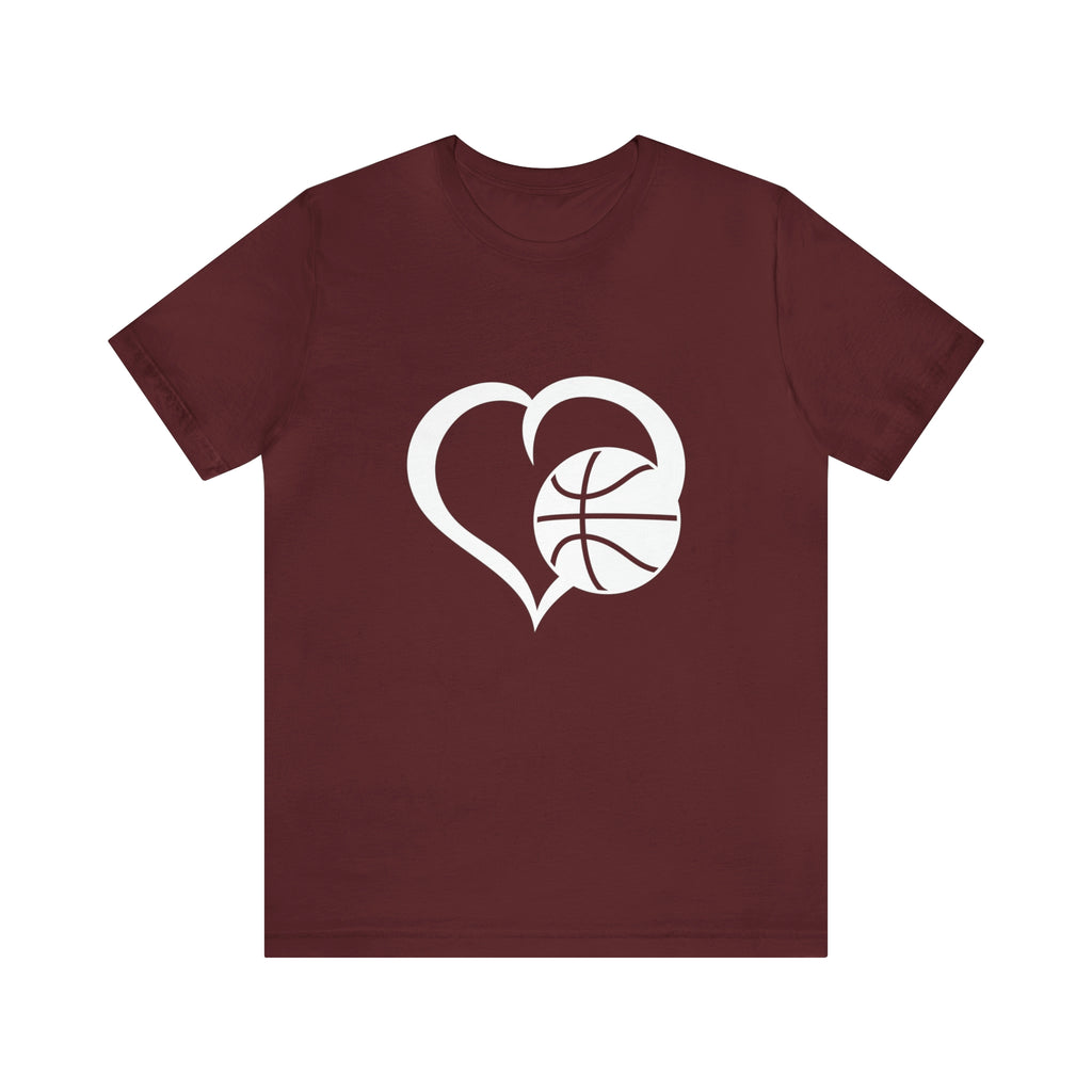 Basketball Heart Short-Sleeve Tee - Cute & Stylish T-Shirt for Basketball Lovers - Soft & Comfortable