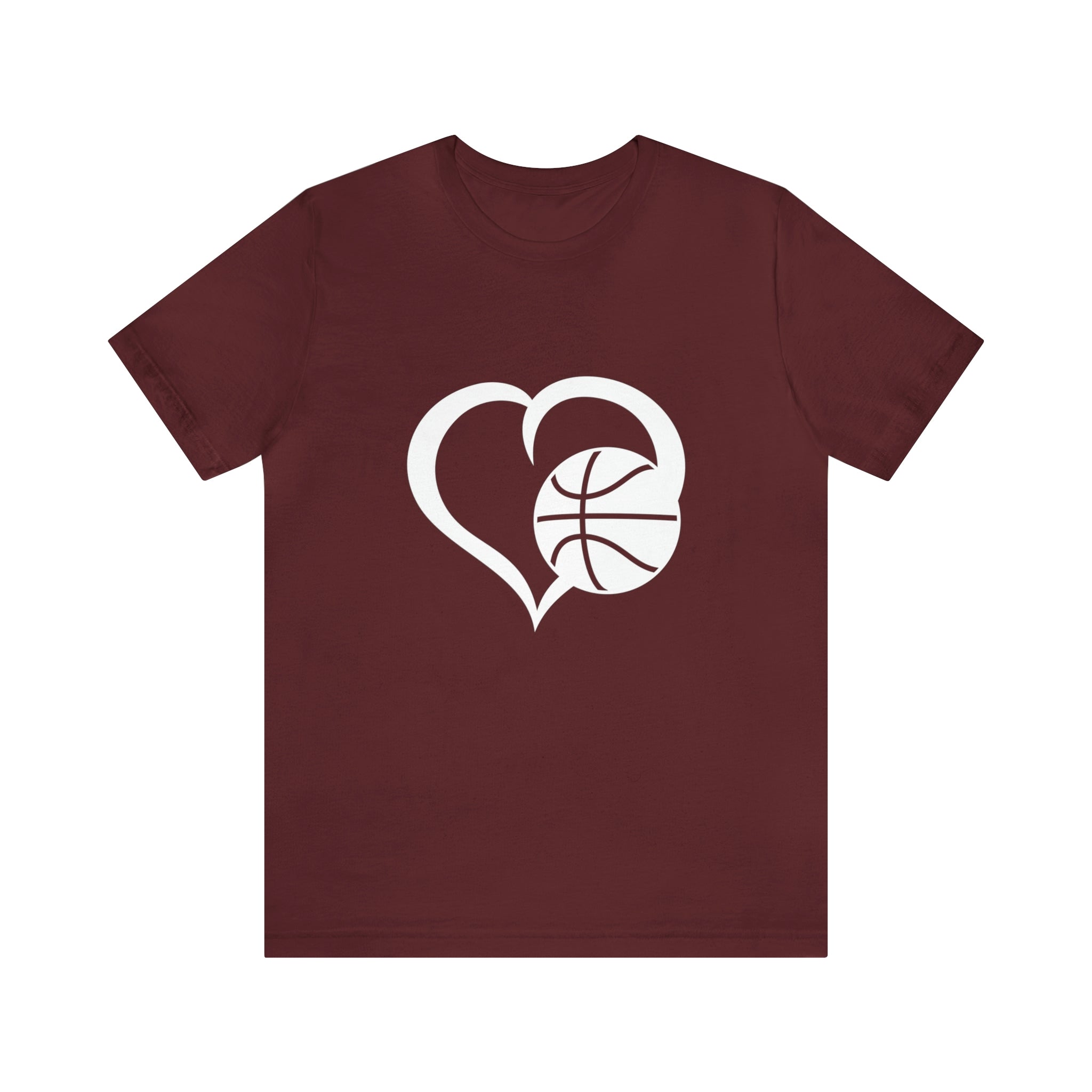 Basketball Heart Short-Sleeve Tee - Cute & Stylish T-Shirt for Basketball Lovers - Soft & Comfortable