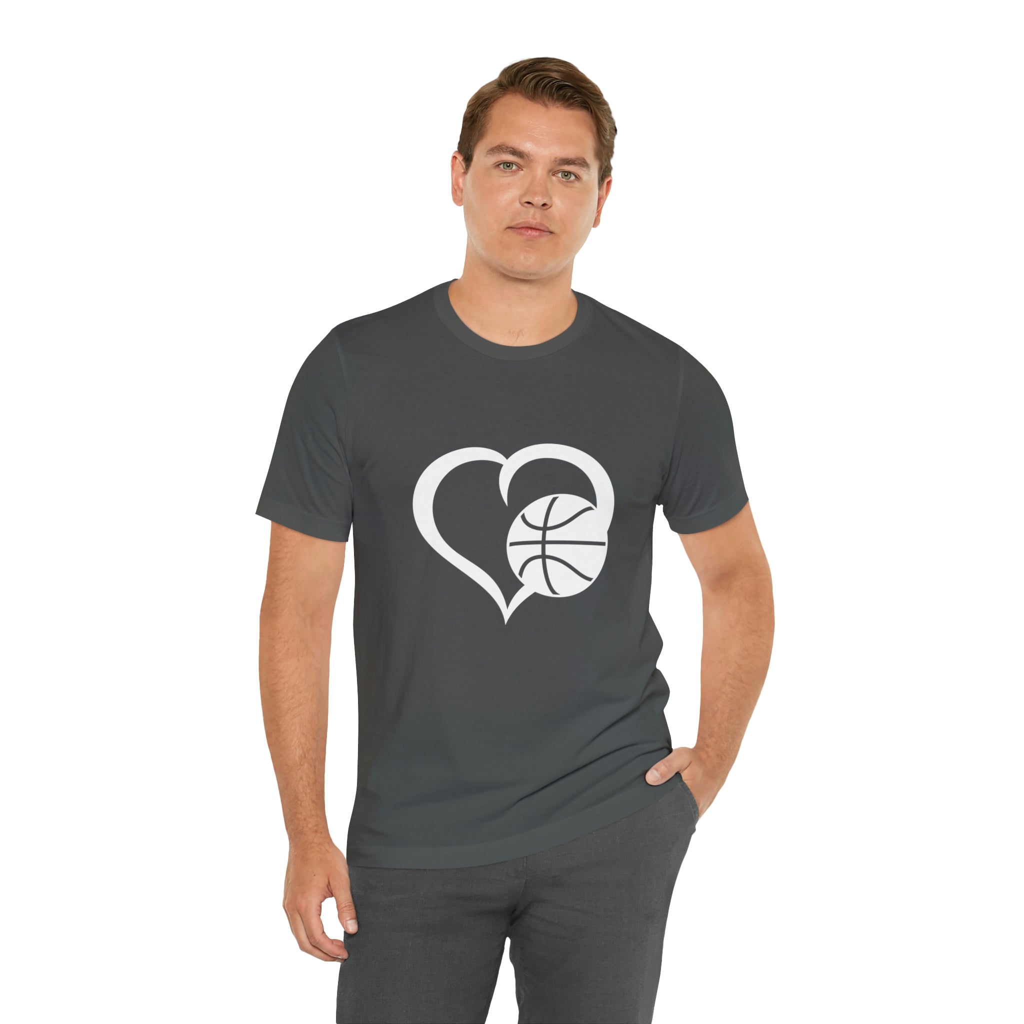 Basketball Heart Short-Sleeve Tee - Cute & Stylish T-Shirt for Basketball Lovers - Soft & Comfortable