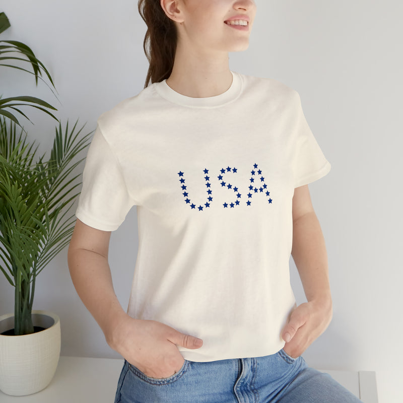 Blue USA Stars Short Sleeve Tee - Patriotic Clothing - Made in the USA