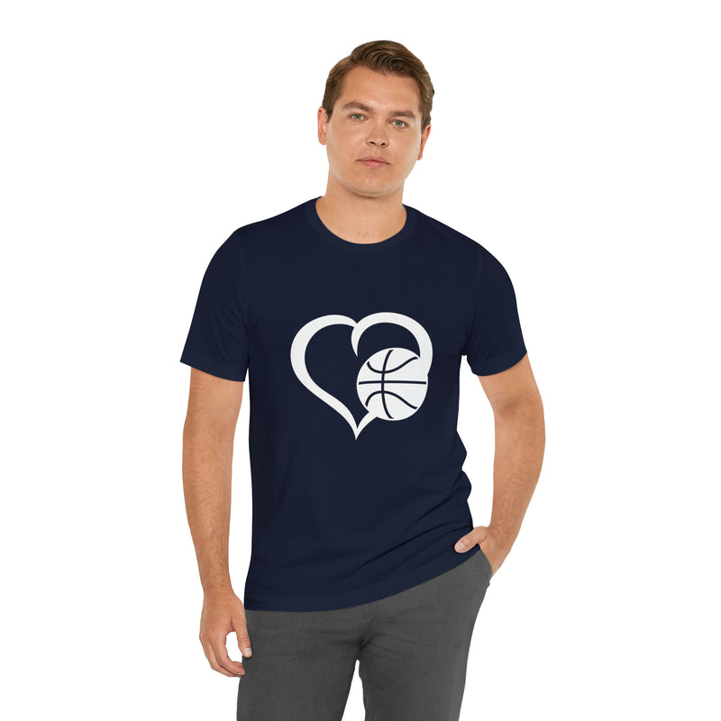 Basketball Heart Short-Sleeve Tee - Cute & Stylish T-Shirt for Basketball Lovers - Soft & Comfortable - Made in the USA