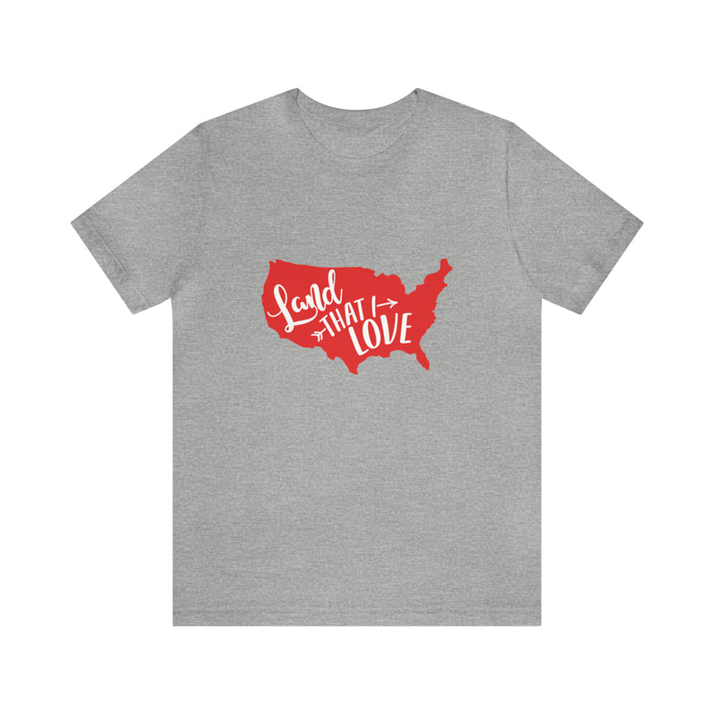 Land That I Love USA Map Jersey Short Sleeve Tee - Soft & Comfortable - Patriotic Clothing - Made in the USA