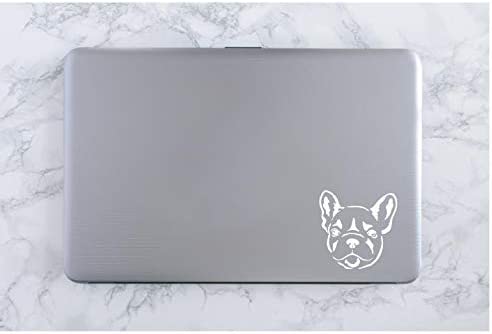 French Bulldog Face Vinyl Decal | White | 4.5 x 4.5 inch