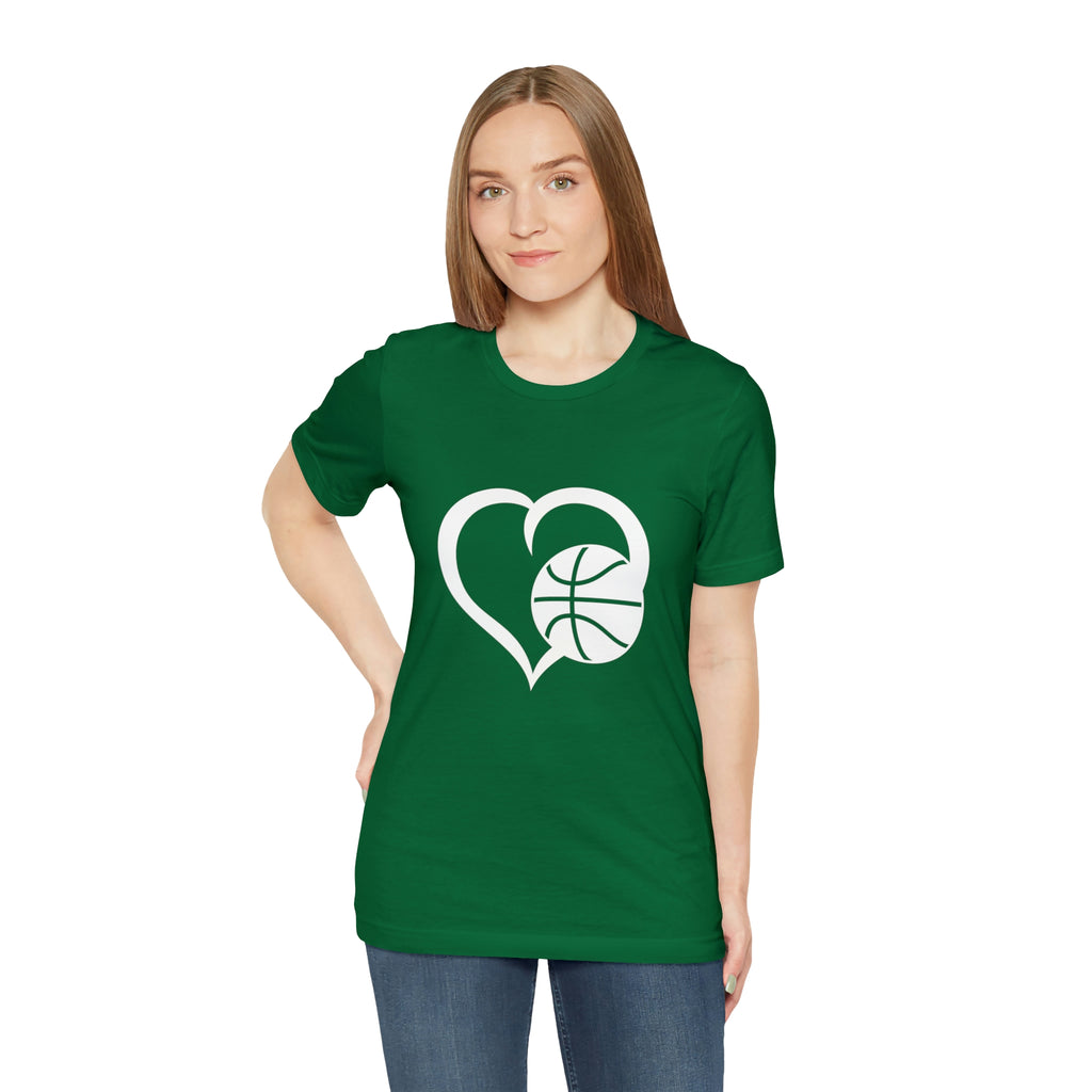 Basketball Heart Short-Sleeve Tee - Cute & Stylish T-Shirt for Basketball Lovers - Soft & Comfortable