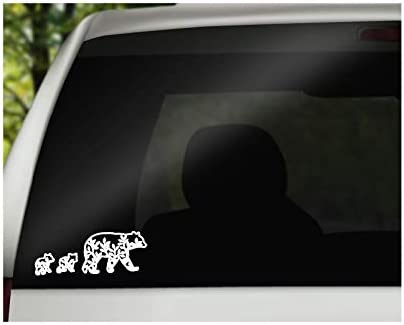 Mama Bear Cubs Vine Vinyl Decal | White |  8.0 x 3.2 inch