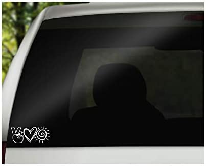 Peace Love Sunshine Vinyl Decal | White | 4.5 x 2.0 inch