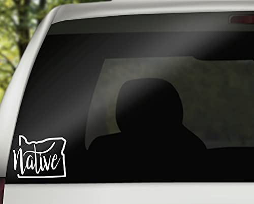 Oregon Native Vinyl Decal | White | 4.5 x 3.6 inch