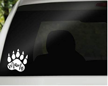 Mama Bear Paw Vinyl Decal | White |  4.0 x 4.50 inch