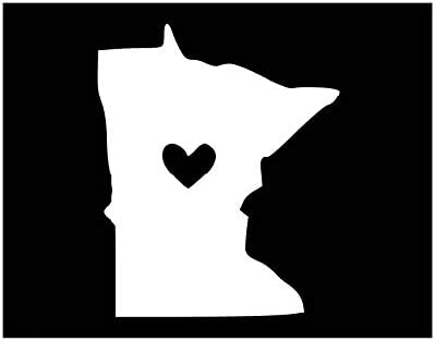 Minnesota with Heart Vinyl Decal | White | 3.7 x 4.5 inch