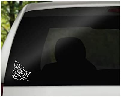 Blooming Rose Vinyl Decal | White | 3.375 x 4.5 inch