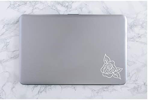 Blooming Rose Vinyl Decal | White | 3.375 x 4.5 inch