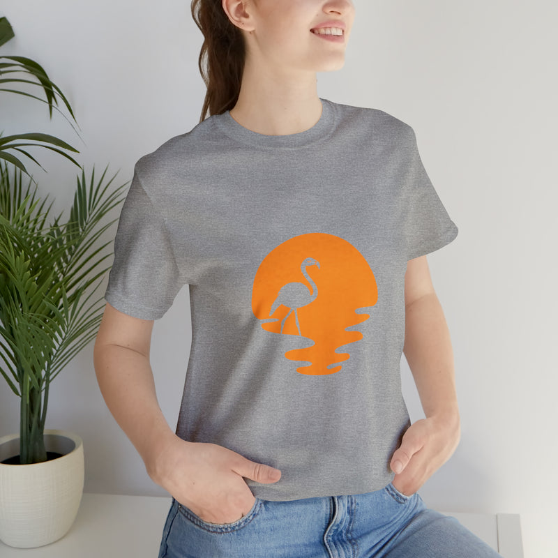 Flamingo Sunset Unisex Jersey Short-Sleeve Tee - Tropical & Relaxing T-Shirt for Flamingo Lovers - Soft & Comfortable - Made in the USA