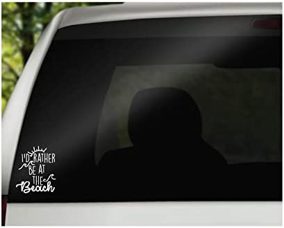 I’d Rather Be at The Beach Vinyl Decal | White  | 4.0 x 4.75 inch