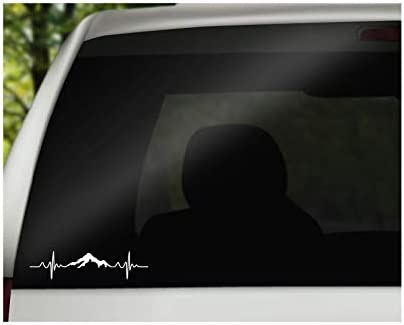 Mountain Pulse Vinyl Decal | White  | 8.0 x 2.0 inch